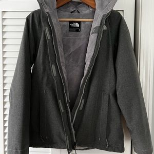 Grey north face hooded parka size medium